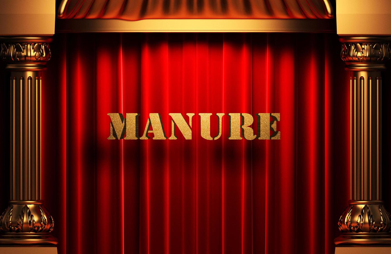 manure golden word on red curtain photo