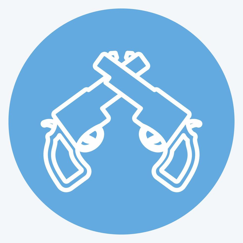Icon Two Guns. suitable for Wild West symbol. blue eyes style. simple design editable. design template vector. simple symbol illustration vector