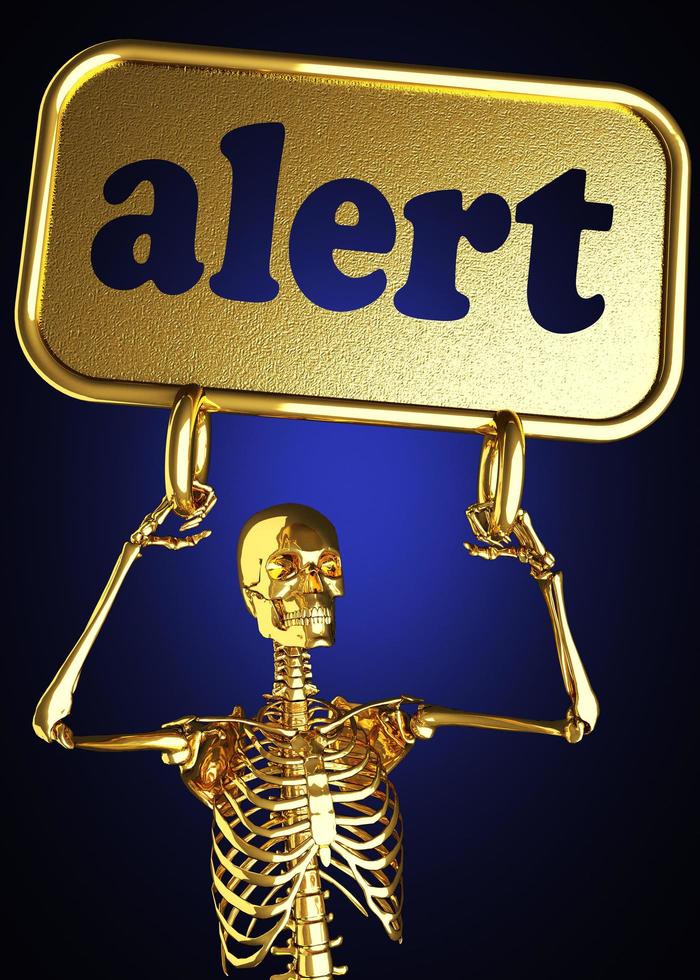 alert word and golden skeleton photo