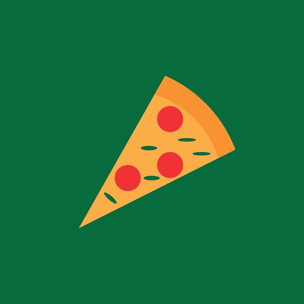 icono de vector de pizza y diseño con fondo verde