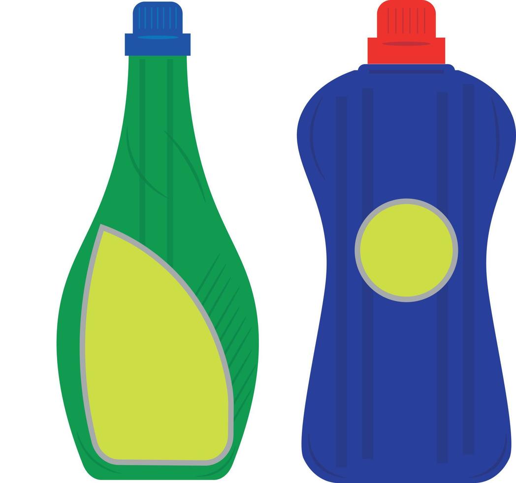 botella de detergente. botella de detergente azul y verde vector