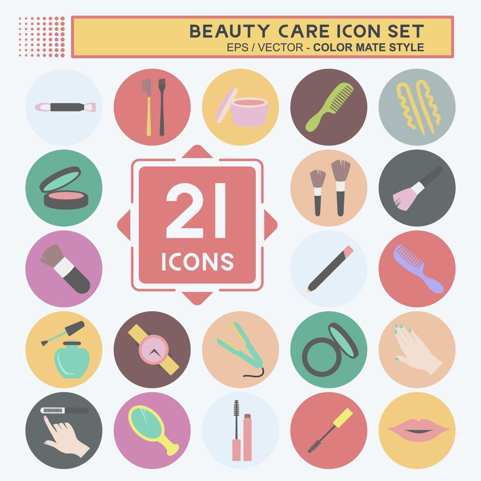 conjunto de iconos de cuidado de la belleza. adecuado para el símbolo de cuidado de la belleza. estilo compañero de color. diseño simple editable. vector de plantilla de diseño. ilustración de símbolo simple