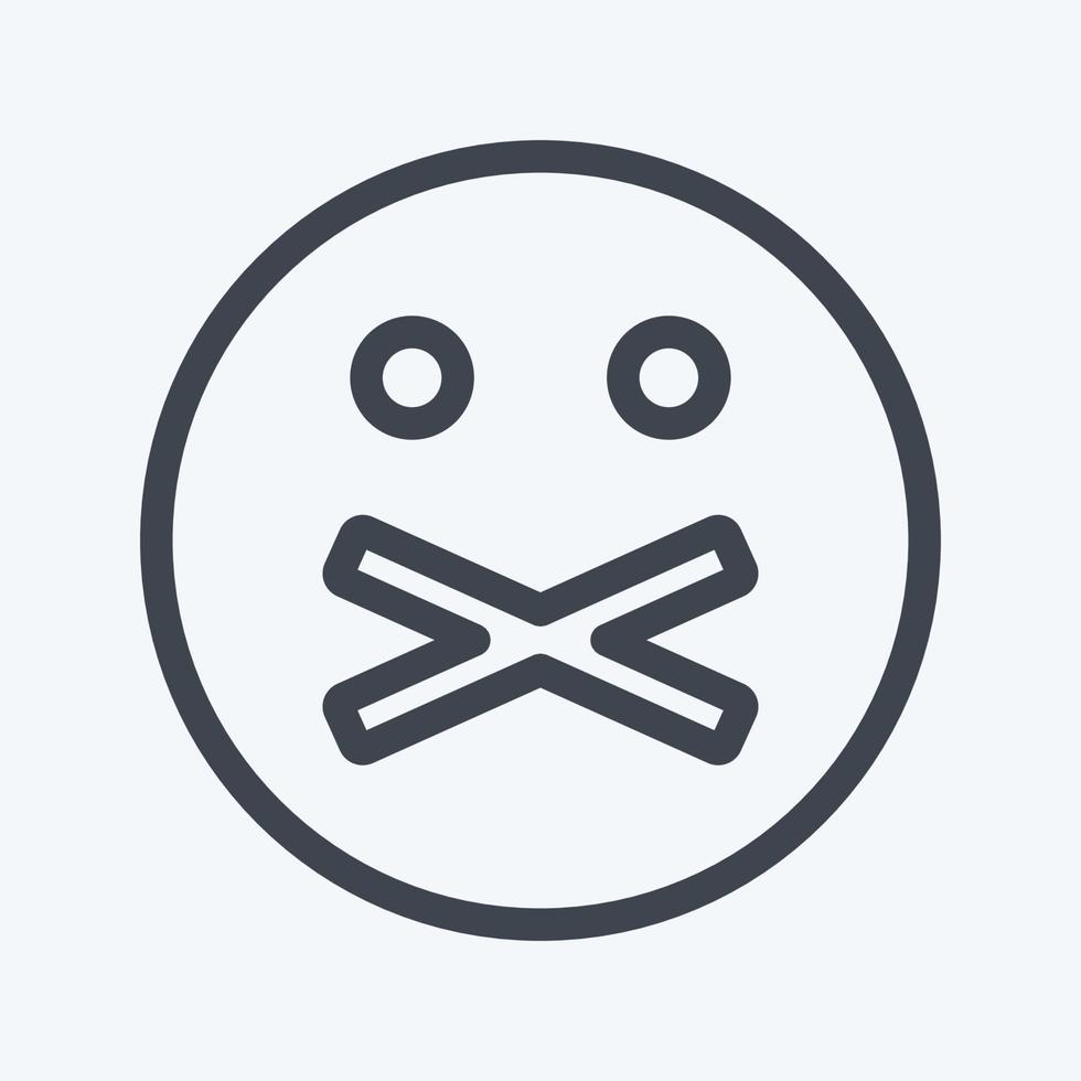Icon Emoticon Don't Tell. suitable for Emoticon symbol. line style. simple design editable. design template vector. simple symbol illustration vector