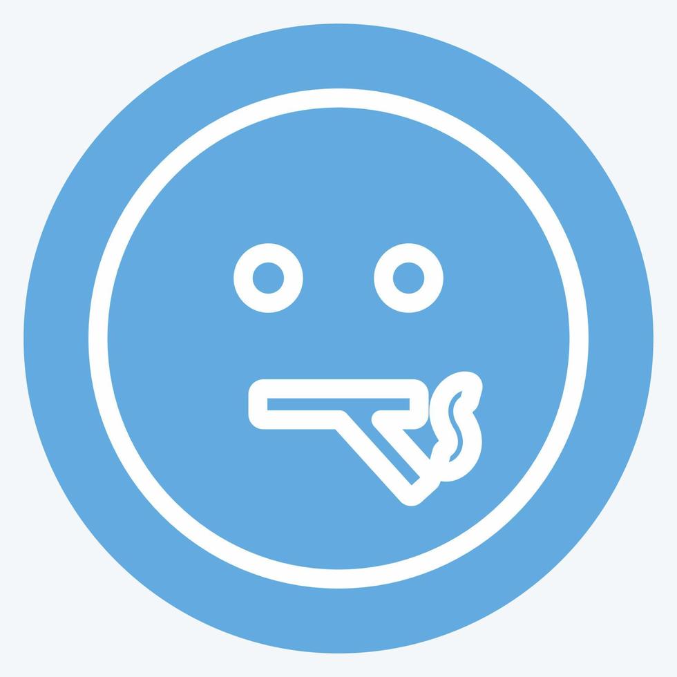 Icon Emoticon Smoking. suitable for Emoticon symbol. blue eyes style. simple design editable. design template vector. simple symbol illustration vector