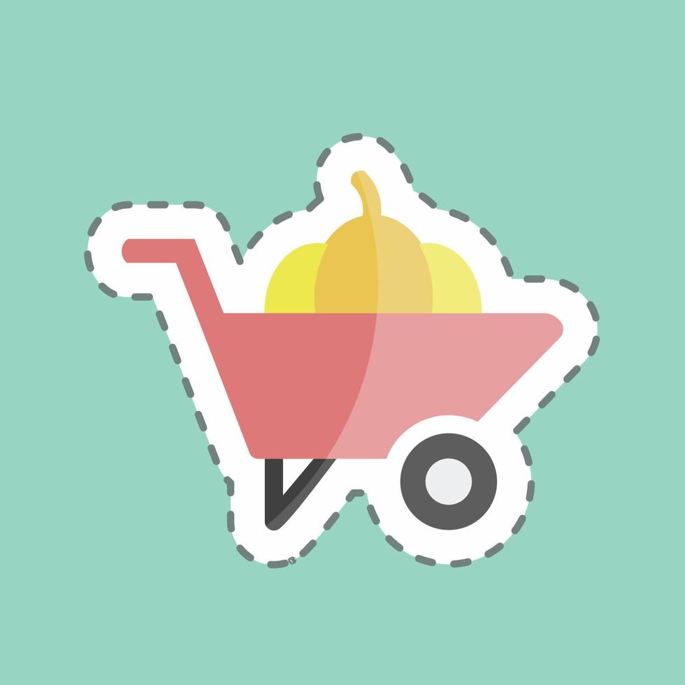 Sticker line cut Wheelbarrow. suitable for Garden symbol. simple design editable. design template vector. simple symbol illustration vector