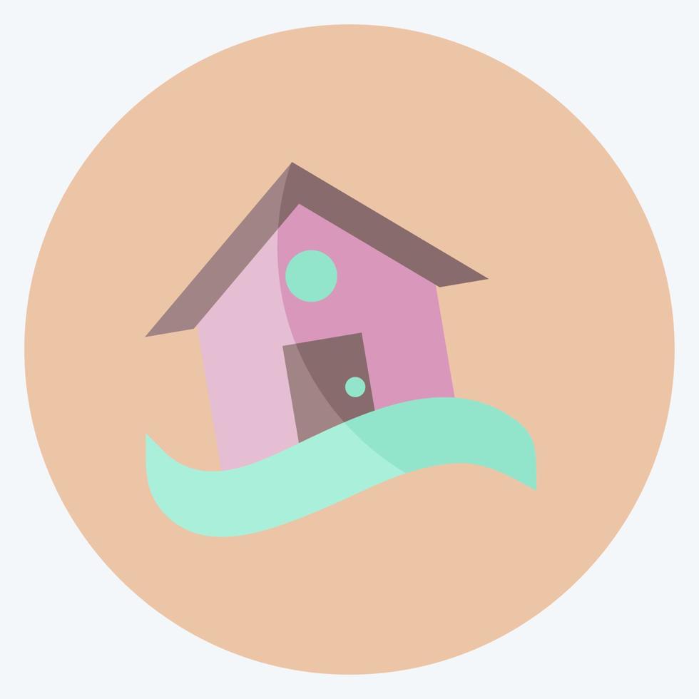 Icon House in Flood. suitable for disasters symbol. flat style. simple design editable. design template vector. simple symbol illustration vector