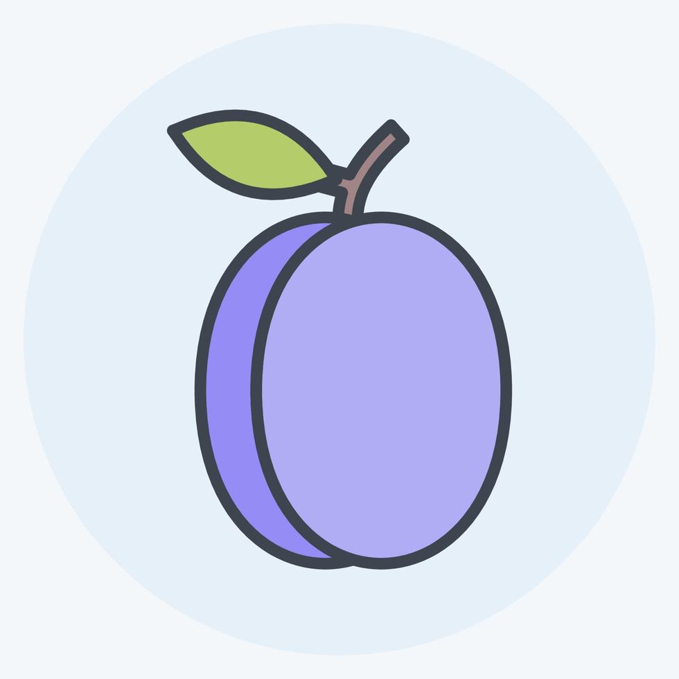 icono de ciruela. adecuado para el símbolo de frutas y verduras. estilo compañero de color. diseño simple editable. vector de plantilla de diseño. ilustración de símbolo simple