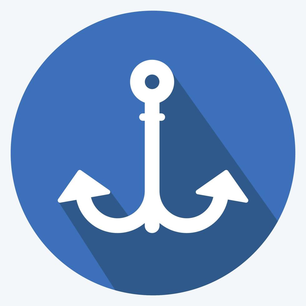 Icon Anchor 1. suitable for Sea symbol. long shadow style. simple design editable. design template vector. simple symbol illustration vector