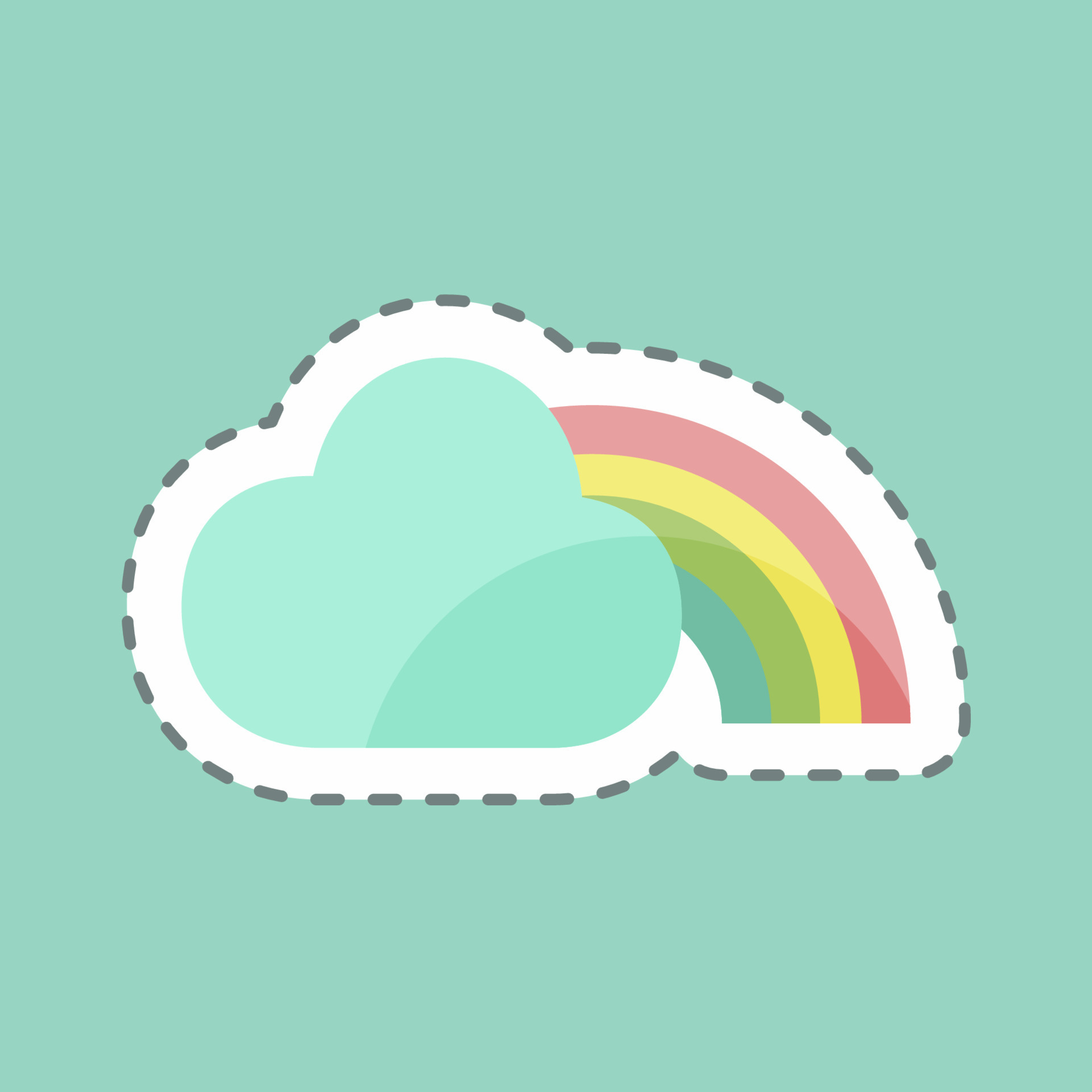 Sticker line cut Rainbow. suitable for Spring symbol. simple