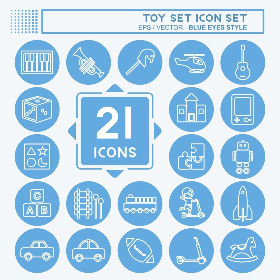 Toy Icon Set. suitable for education symbol. blue eyes style. simple design editable. design template vector. simple symbol illustration vector