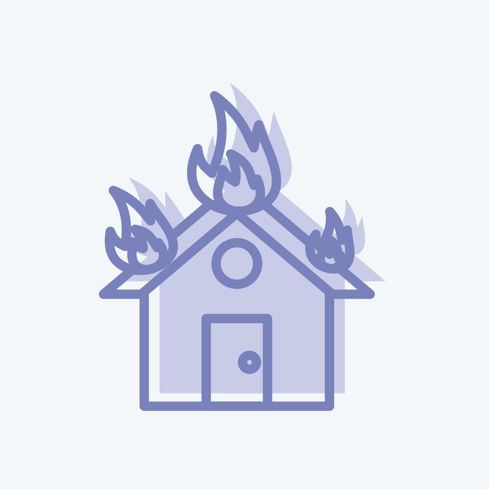 casa de iconos en llamas. adecuado para el símbolo de desastres. estilo de dos tonos. diseño simple editable. vector de plantilla de diseño. ilustración de símbolo simple