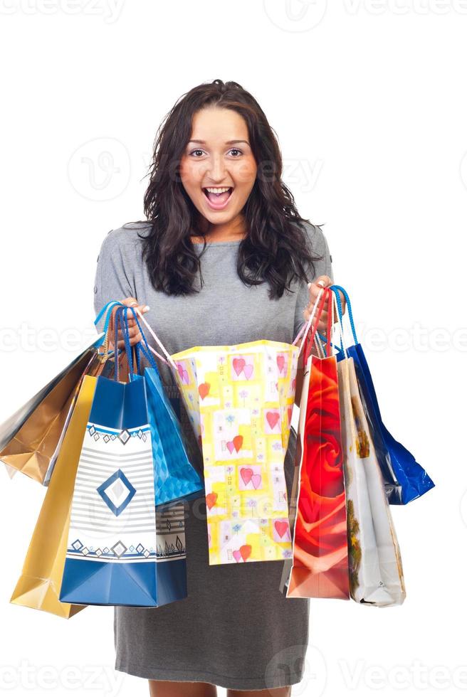 Excited woman of her shoppings photo