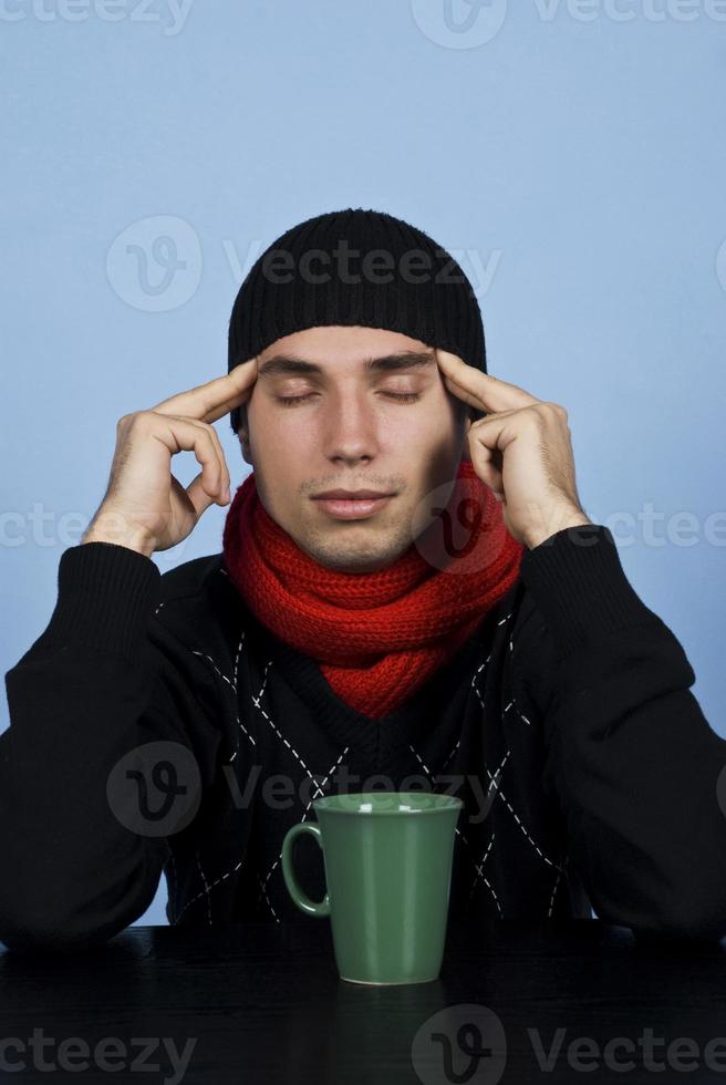 Young man meditate photo