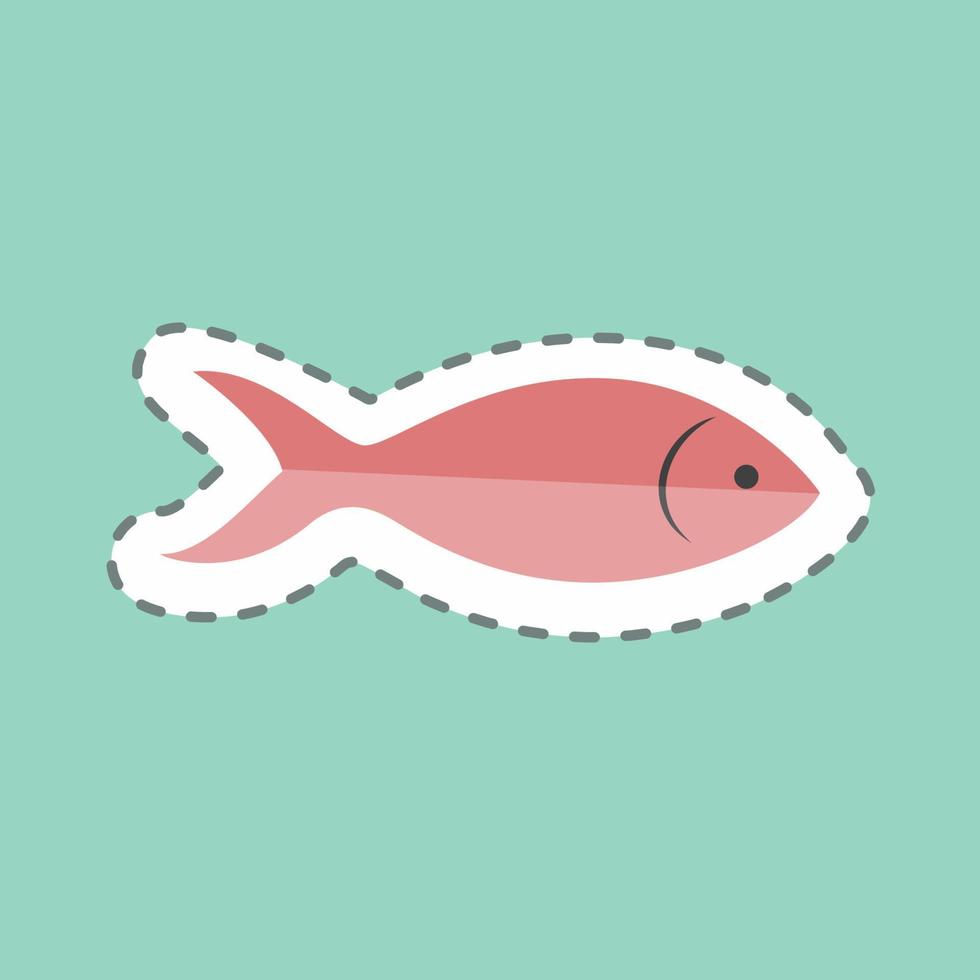 pegatina línea corte pescado. adecuado para el símbolo animal. diseño simple editable. vector de plantilla de diseño. ilustración de símbolo simple