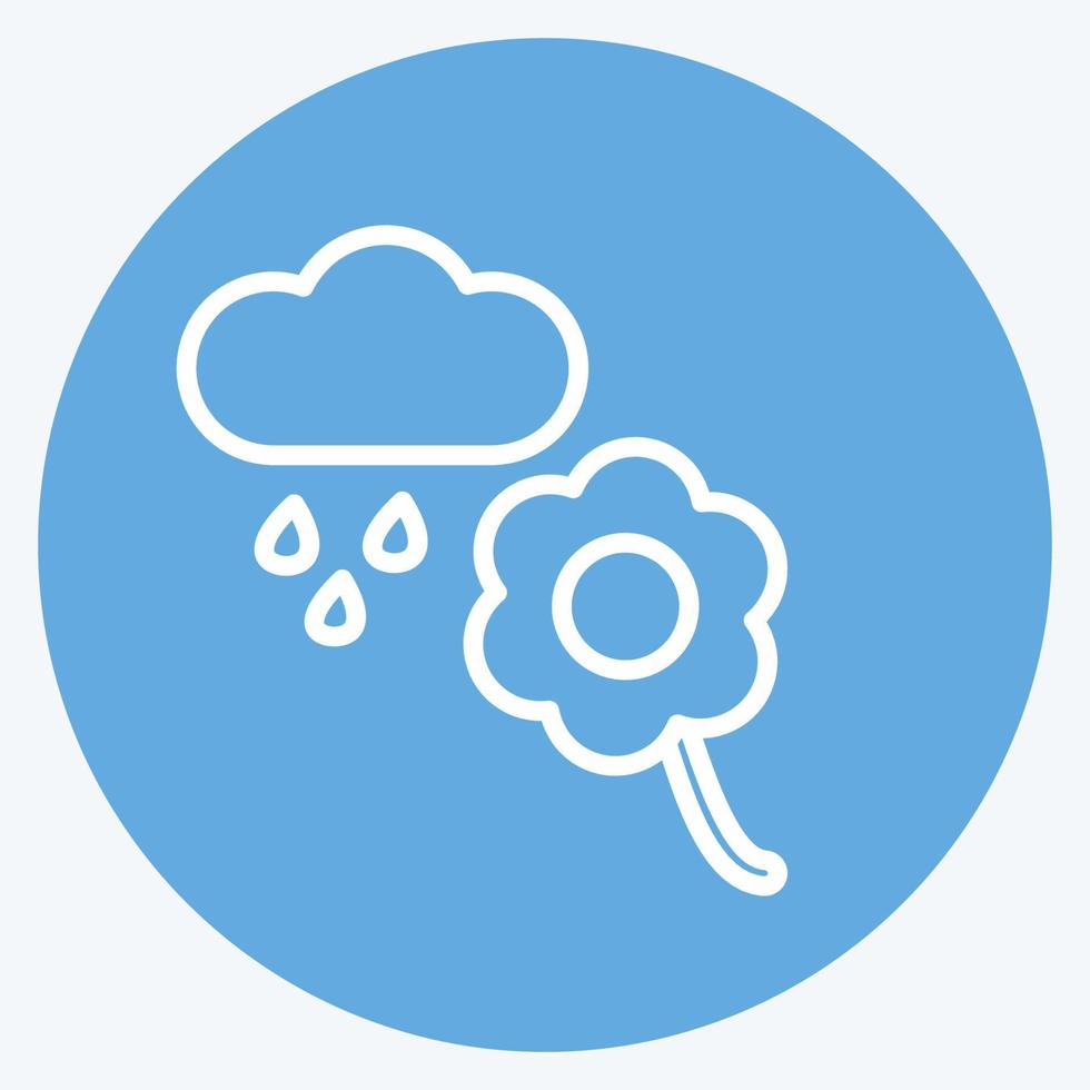 flor de icono con lluvia. adecuado para el símbolo del jardín. estilo de ojos azules. diseño simple editable. vector de plantilla de diseño. ilustración de símbolo simple