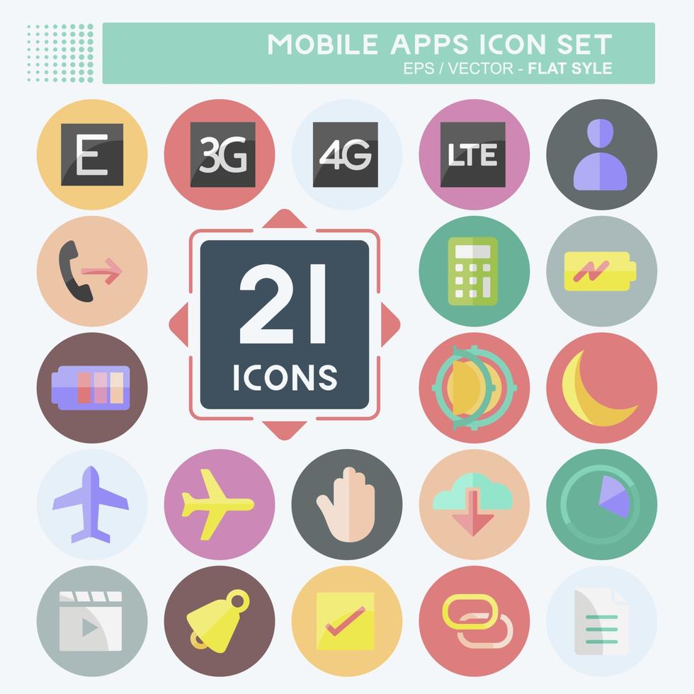 Mobile Apps Icon Set. suitable for Web Interface symbol. flat style. simple design editable. design template vector. simple symbol illustration vector