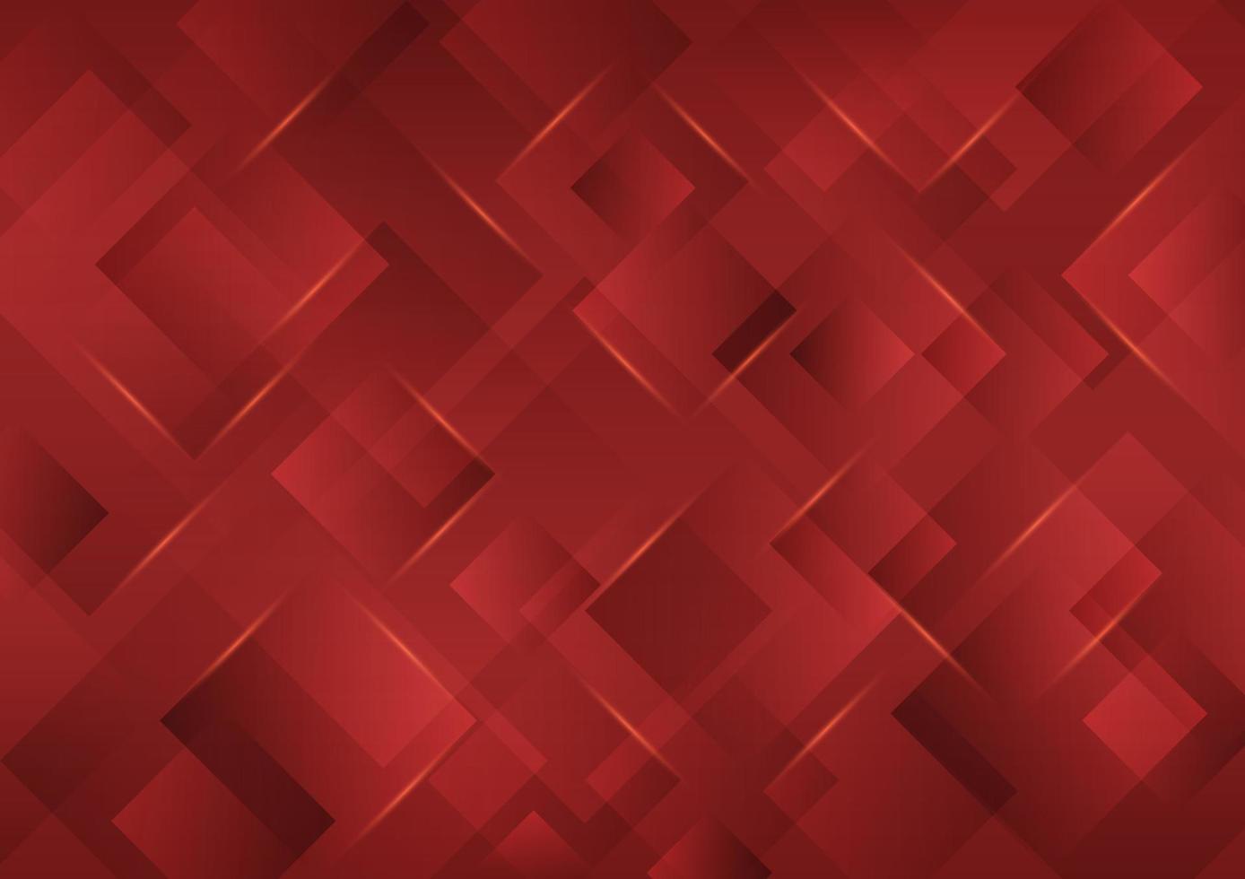 formas cuadradas superpuestas y luz sobre fondo abstracto rojo oscuro con degradado. ilustración vectorial vector