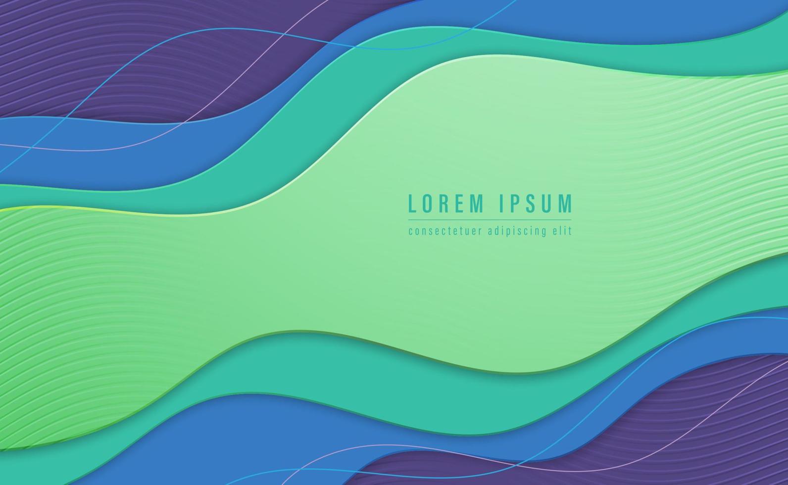 Abstract colorful paper cut background with curved wavy layers and striped pattern for your design. Vector illustration