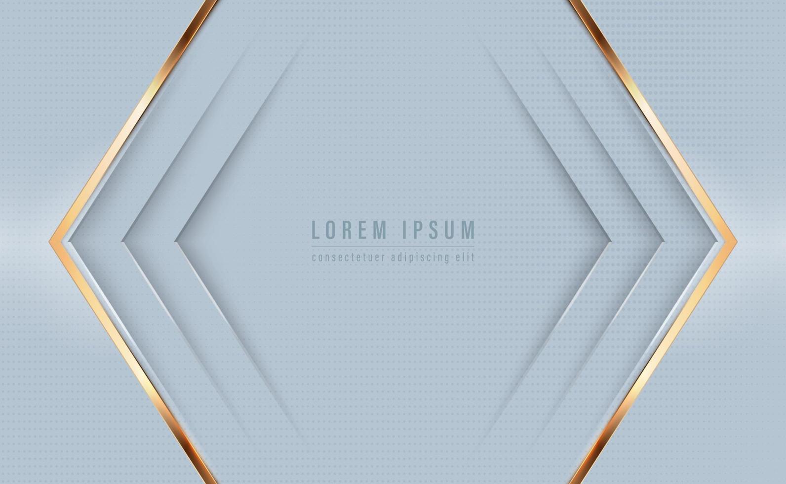 Abstract polygonal pattern luxury on gray with dotted texture background, golden frame. Vector illustration