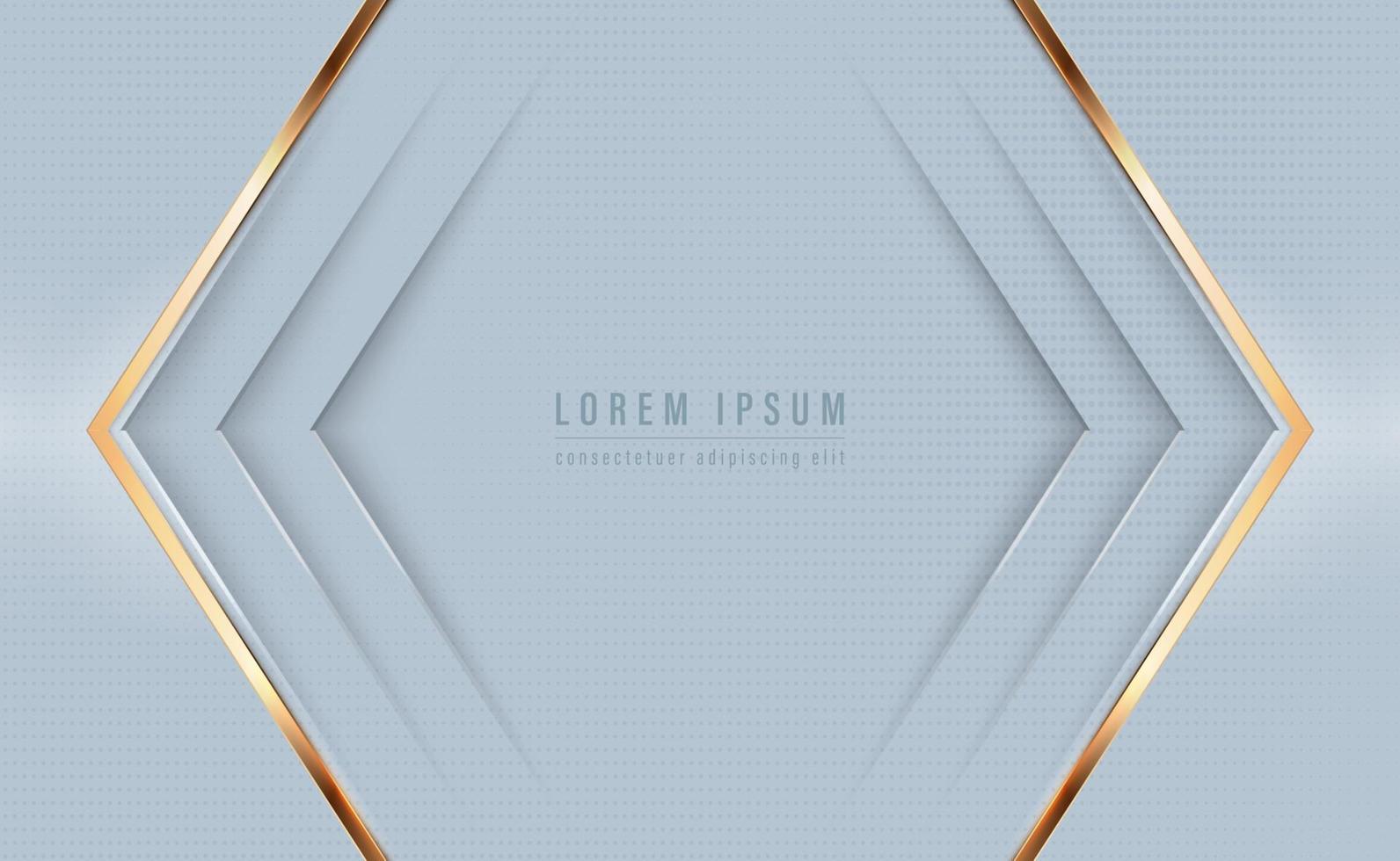 Abstract polygonal pattern luxury on gray with dotted texture background, golden frame. Vector illustration