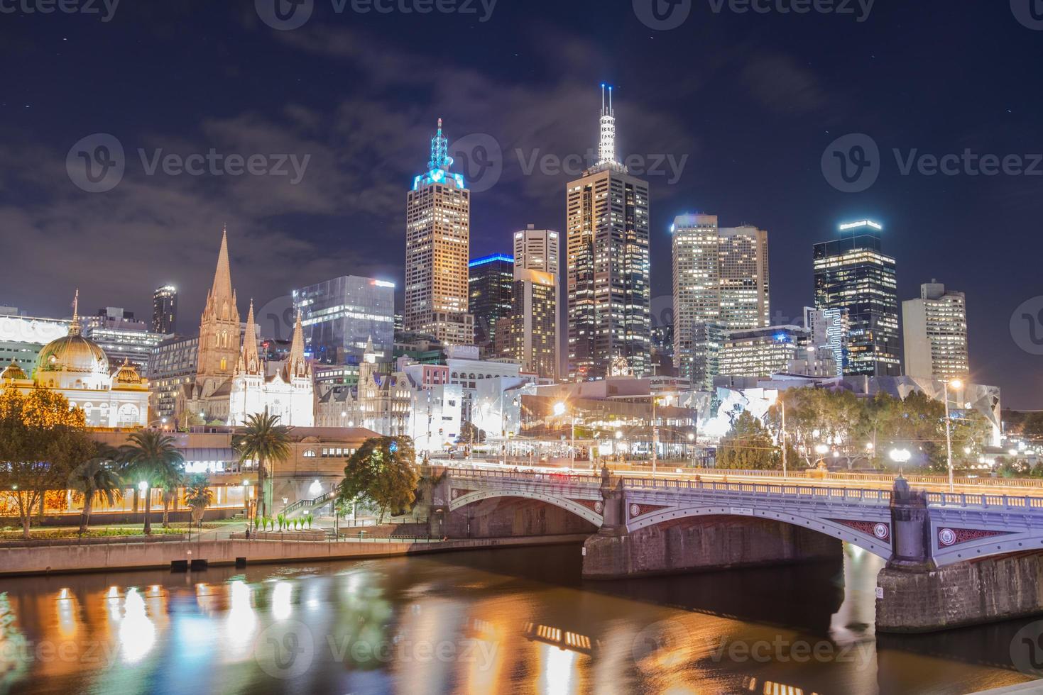 Melbourne the most liveable city in the world. Scenery view in the night time. photo