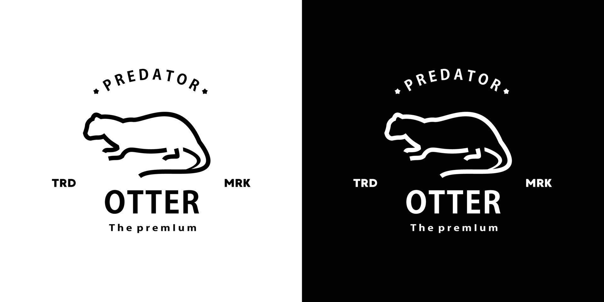 vintage retro hipster otter logo vector outline monoline art icon