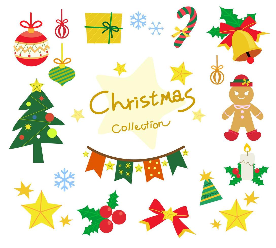 Christmas greeting card symbol vector winter celebration design. Merry Christmas symbols holiday winter decoration decorations collection. Hand drawn New Year's card with Christmas symbols.