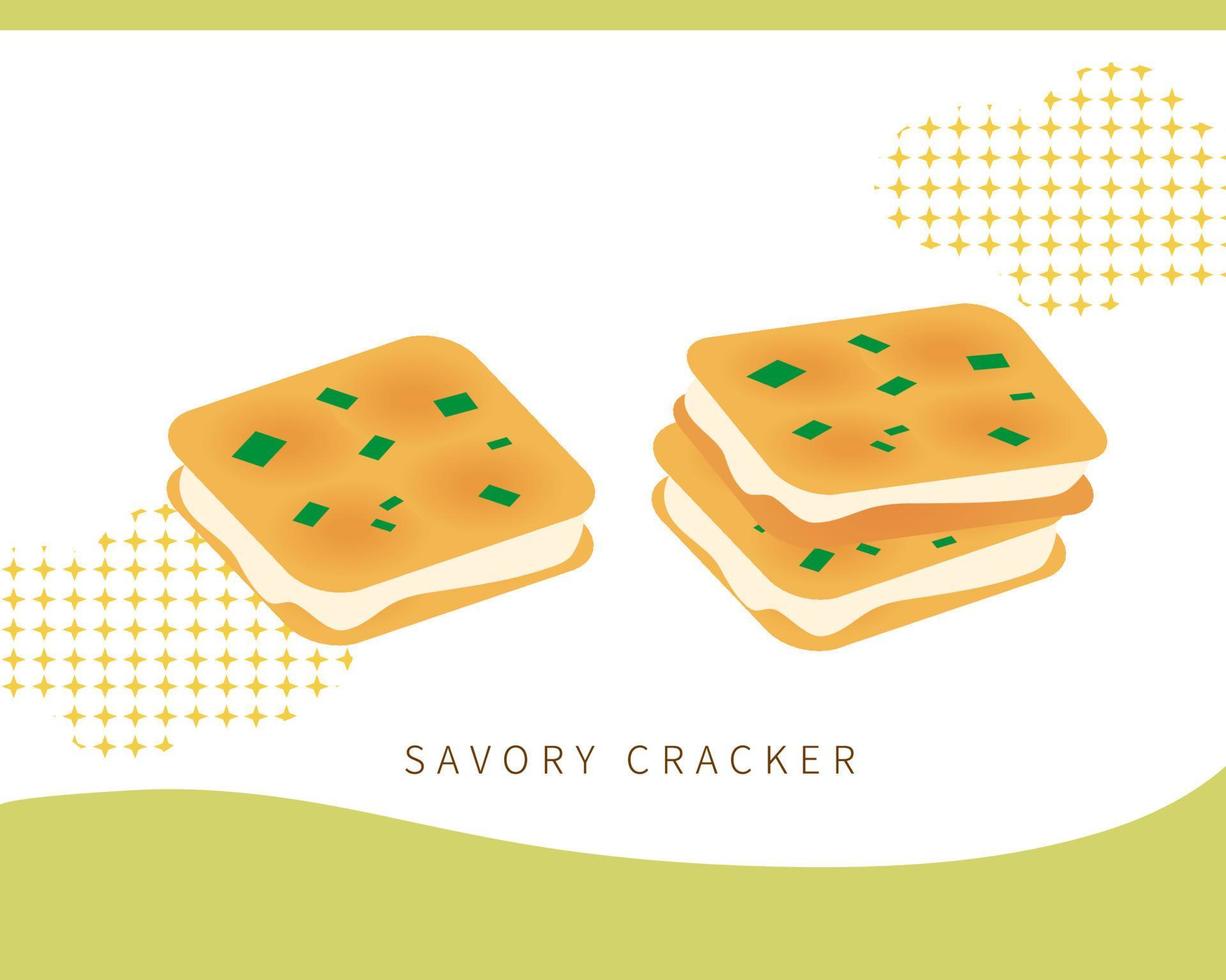 Vegetable soda crackers with nougat, Taiwanese traditional dessert biscuits vector