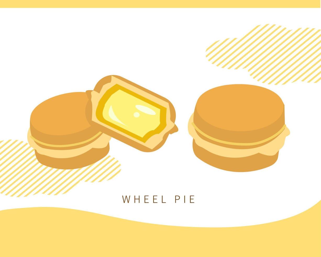 postre tradicional de la calle de taiwán, pastel de rueda de coche, pastel de crema, merienda especial vector