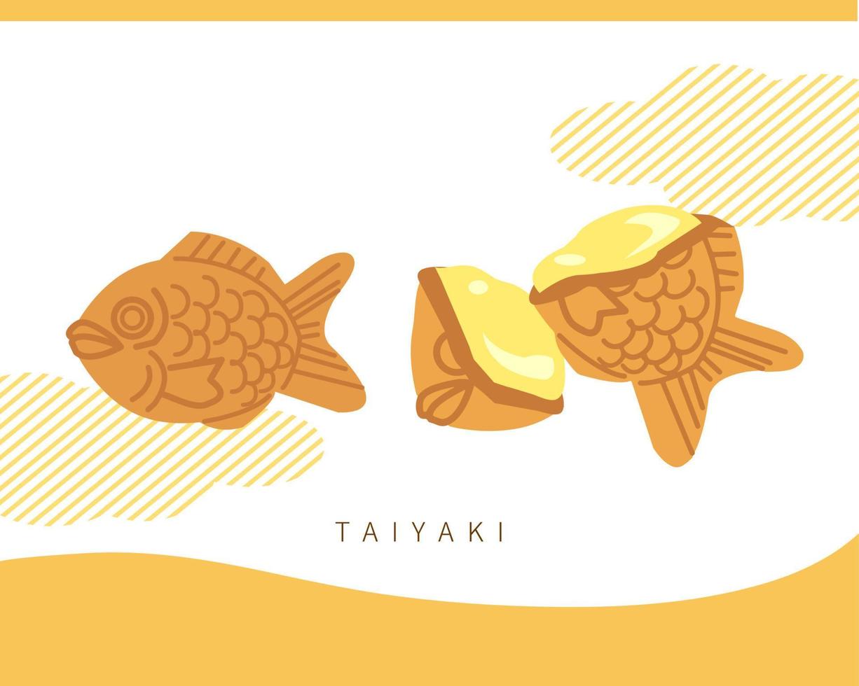 Japanese traditional sweets, taiyaki with cream filling vector