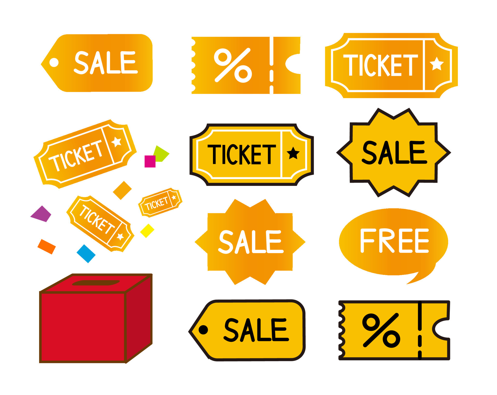 Discount coupon icon set. Black signs of ticket with percent sign. Moneysaving shopping concept