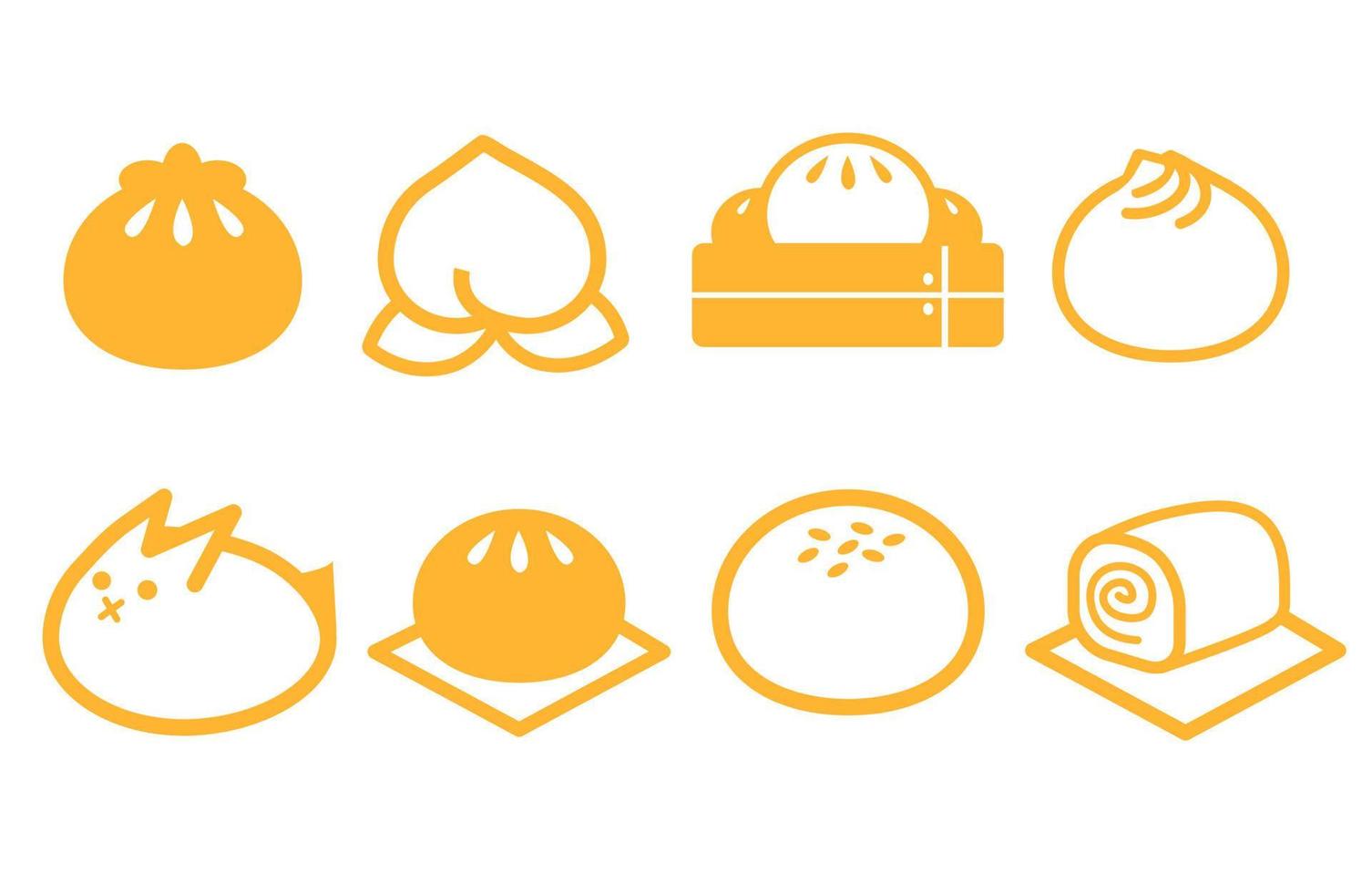 vector de icono de bollos de la colección china. Ilustración de vector de icono de esquema de bollos de línea delgada. símbolo lineal para uso en aplicaciones web y móviles, logotipo, medios impresos.