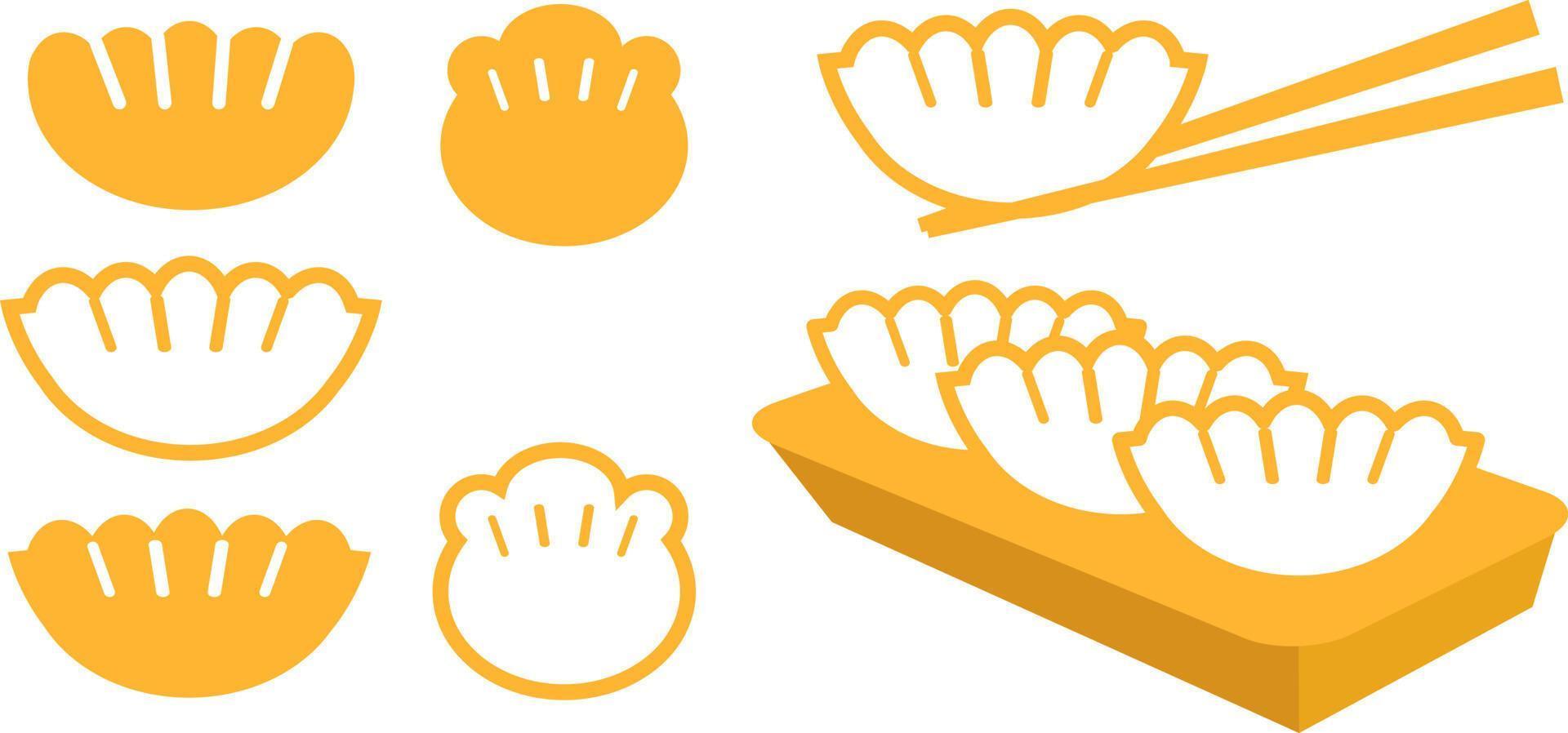 Dumplings, food vector icons set