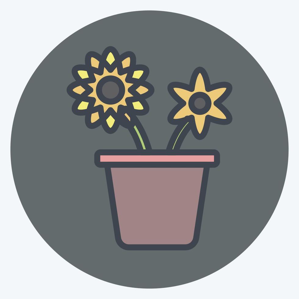 Icon Flower Pot. suitable for Spring symbol. color mate style. simple design editable. design template vector. simple symbol illustration vector