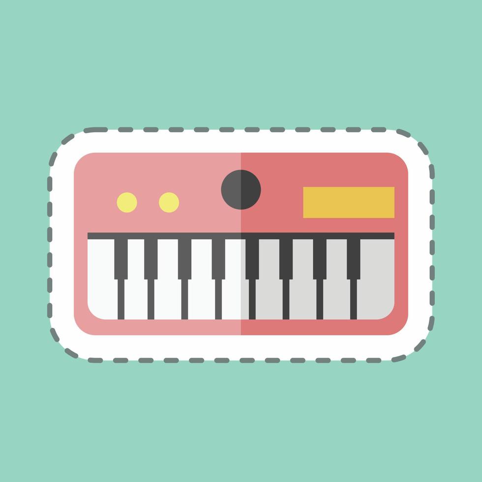 teclado de corte de línea de pegatina. adecuado para el símbolo de la música. estilo compañero de color. diseño simple editable. vector de plantilla de diseño. ilustración de símbolo simple