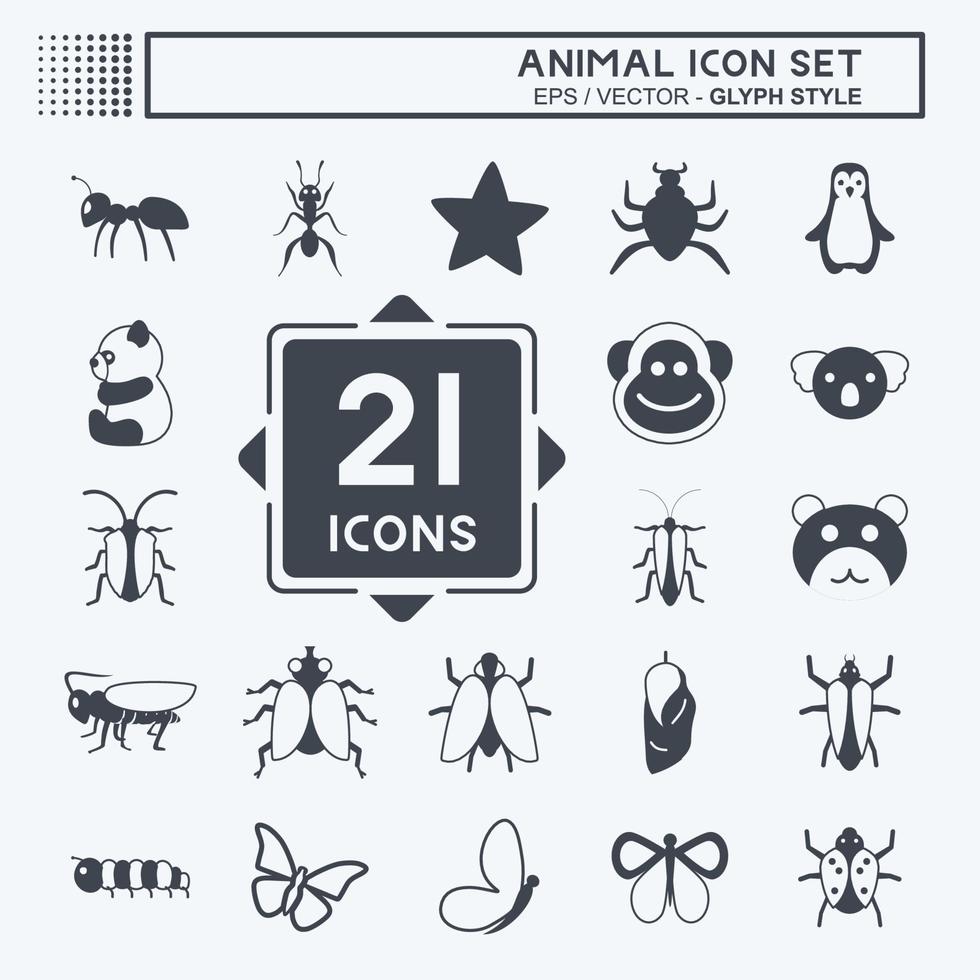 Animal Icon Set. suitable for Animal symbol. glyph style. simple design editable. design template vector. simple symbol illustration vector