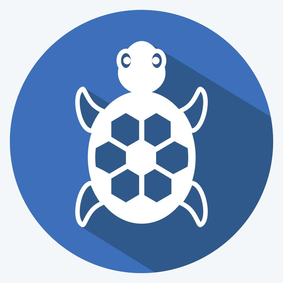 Icon Turtle. suitable for animal symbol. long shadow style. simple design editable. design template vector. simple symbol illustration vector