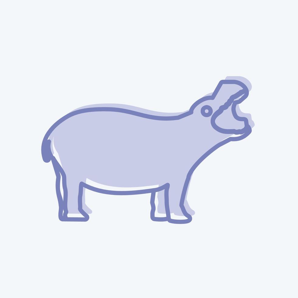 Icon Hippo. suitable for animal symbol. two tone style. simple design editable. design template vector. simple symbol illustration vector