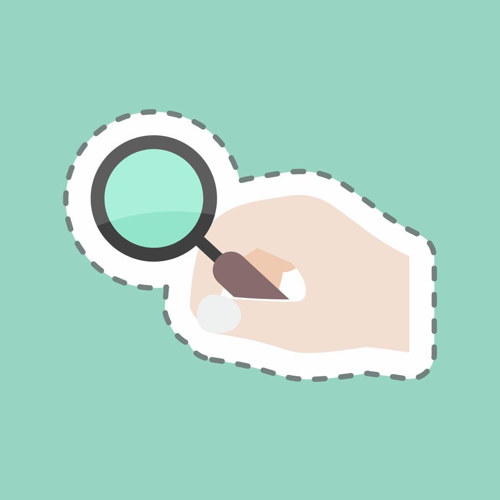 Sticker line cut Holding Magnifier. suitable for Hand Actions symbol. simple design editable. design template vector. simple symbol illustration vector
