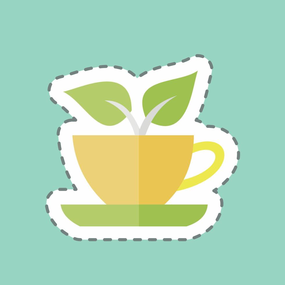Sticker line cut Green Tea. suitable for Drink symbol. simple design editable. design template vector. simple symbol illustration vector