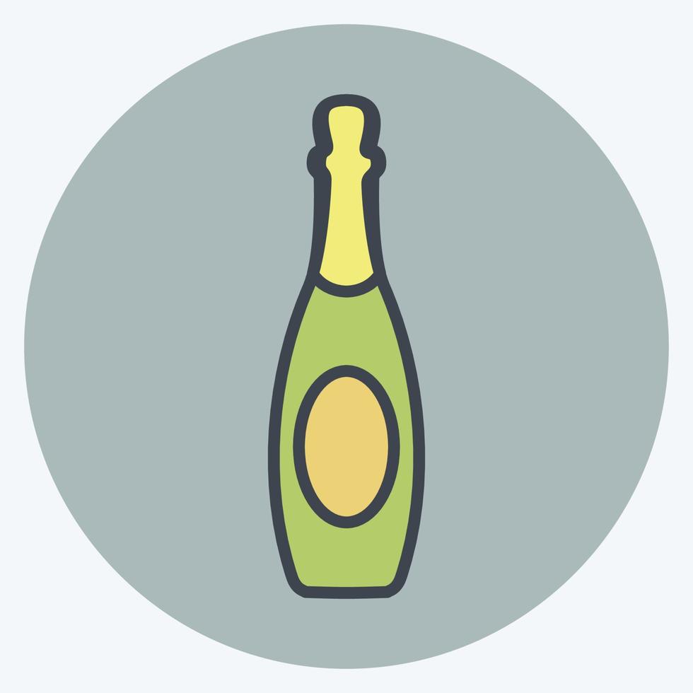 Icon Champagne. suitable for party symbol. color mate style. simple design editable. design template vector. simple symbol illustration vector