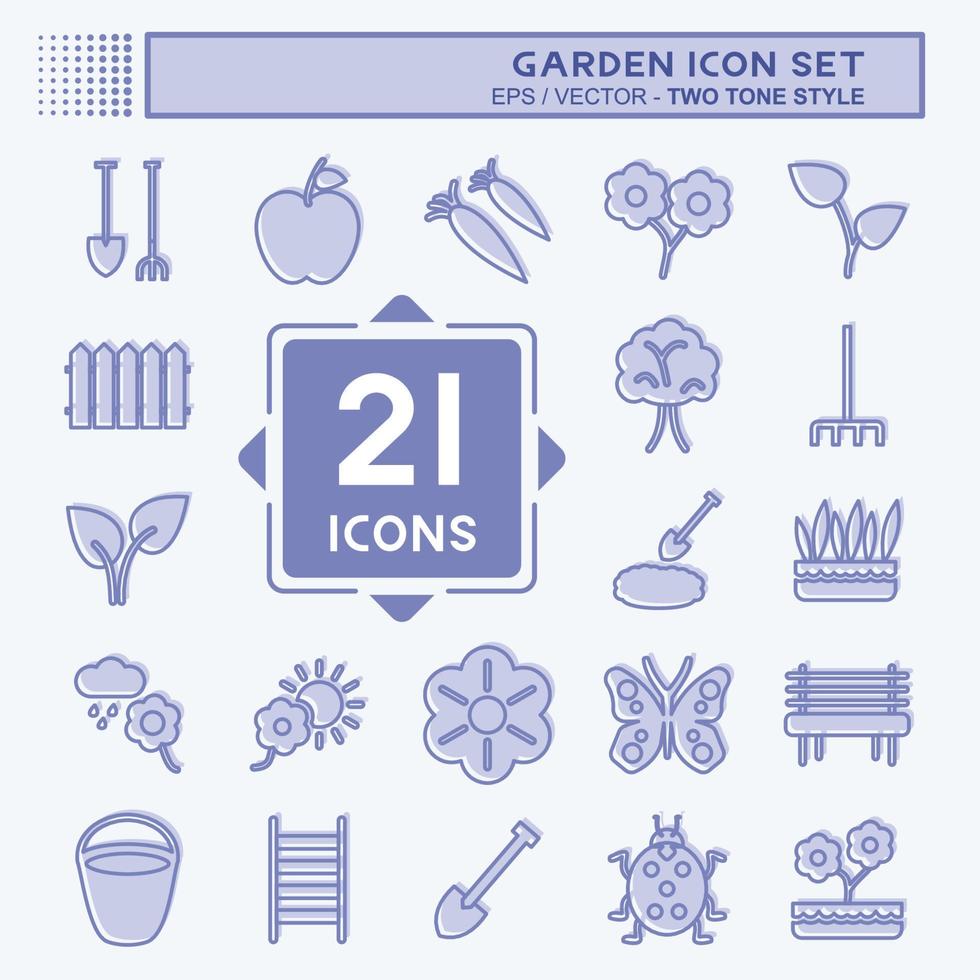 conjunto de iconos de jardín. adecuado para el símbolo del jardín. estilo de dos tonos. diseño simple editable. vector de plantilla de diseño. ilustración de símbolo simple