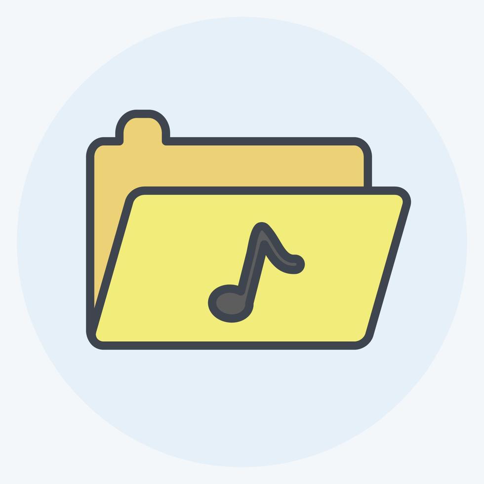 Icon Music Folder. suitable for music symbol. color mate style. simple design editable. design template vector. simple symbol illustration vector