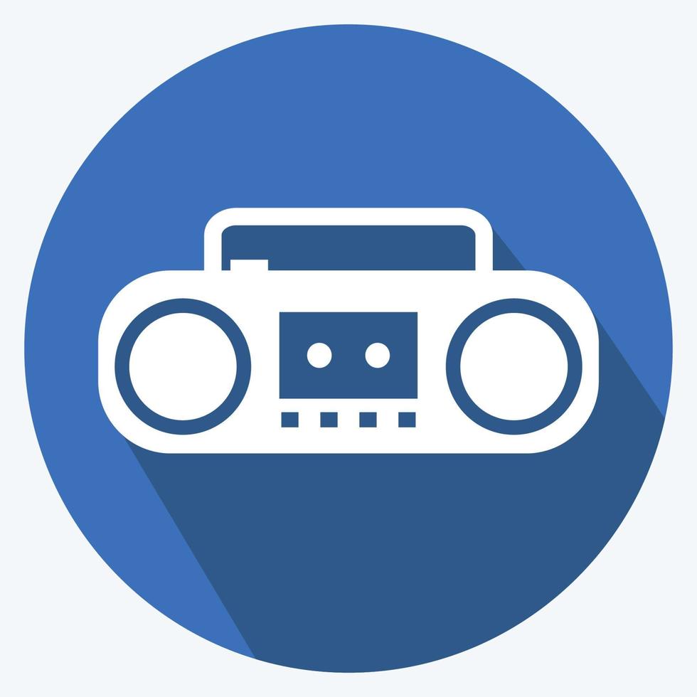 icono de reproductor de casetes. adecuado para el símbolo de la música. estilo de sombra larga. diseño simple editable. vector de plantilla de diseño. ilustración de símbolo simple