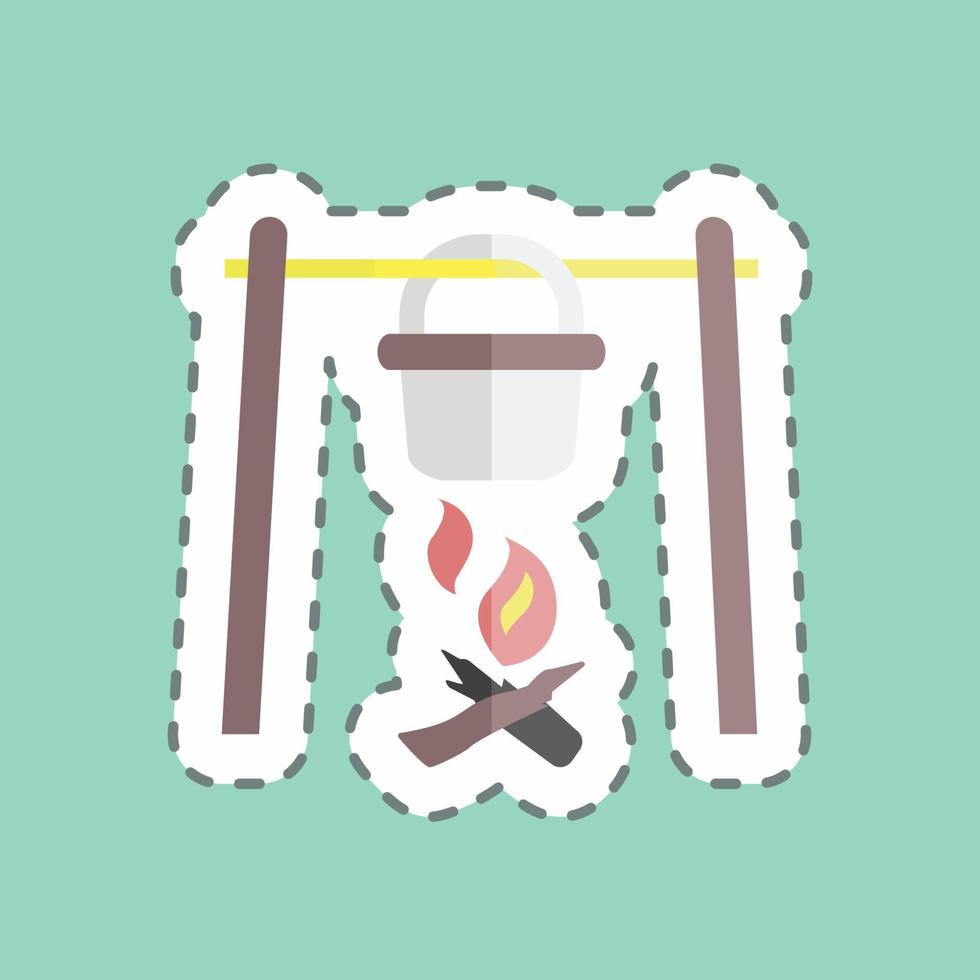 Sticker line cut Camp Fire. suitable for Wild West symbol. simple design editable. design template vector. simple symbol illustration vector