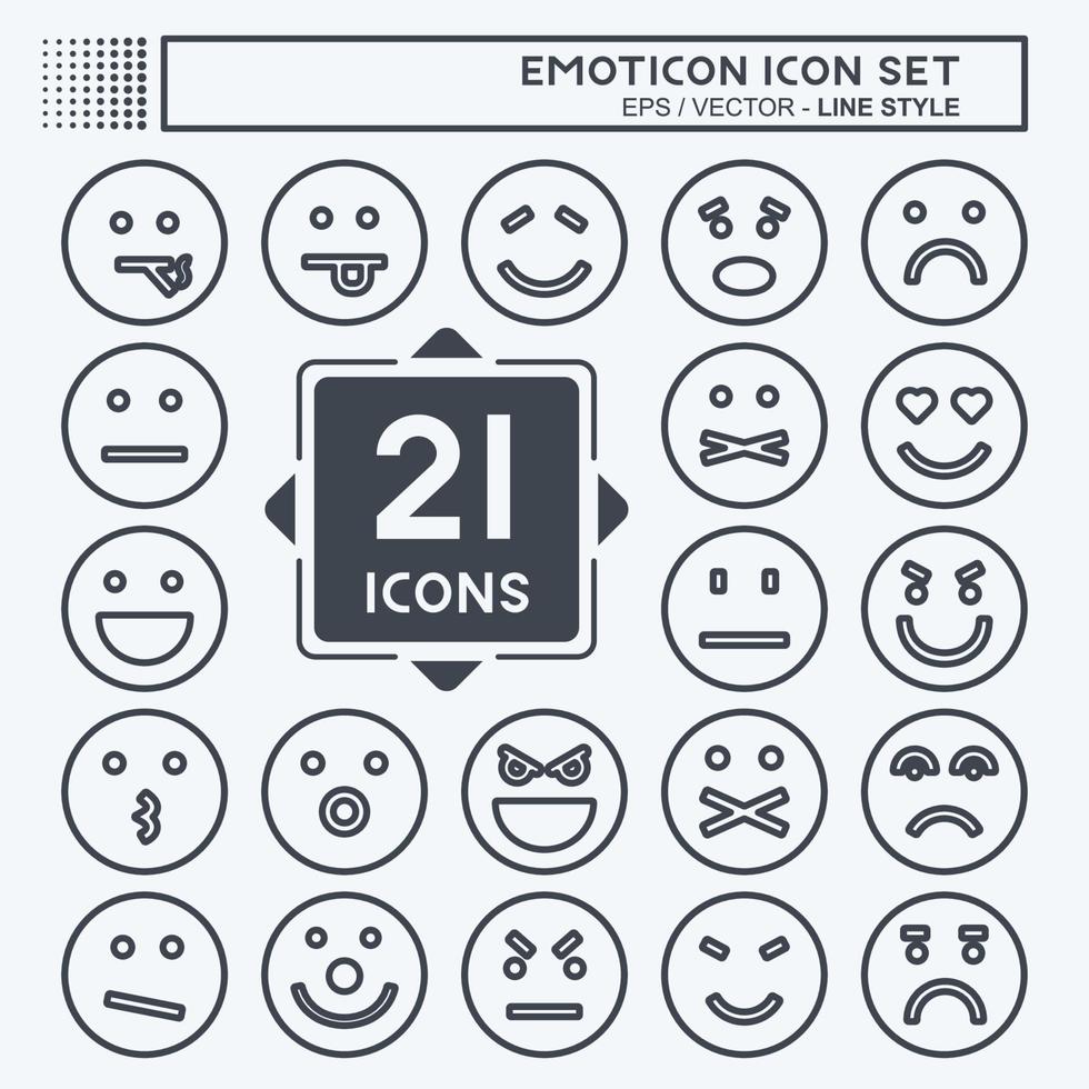 Icon Emoticon Icon Set. suitable for Education symbol. line style. simple design editable. design template vector. simple symbol illustration vector