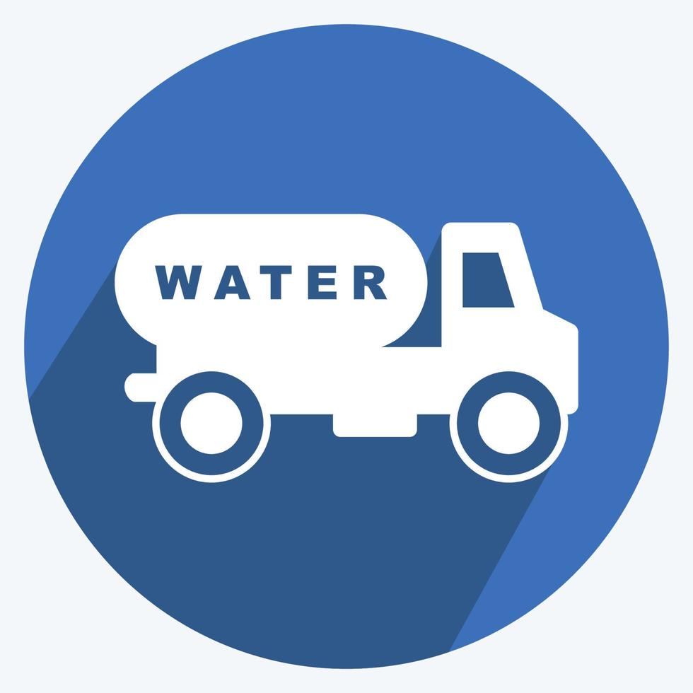 Icon Water Truck. suitable for Community symbol. long shadow style. simple design editable. design template vector. simple symbol illustration vector