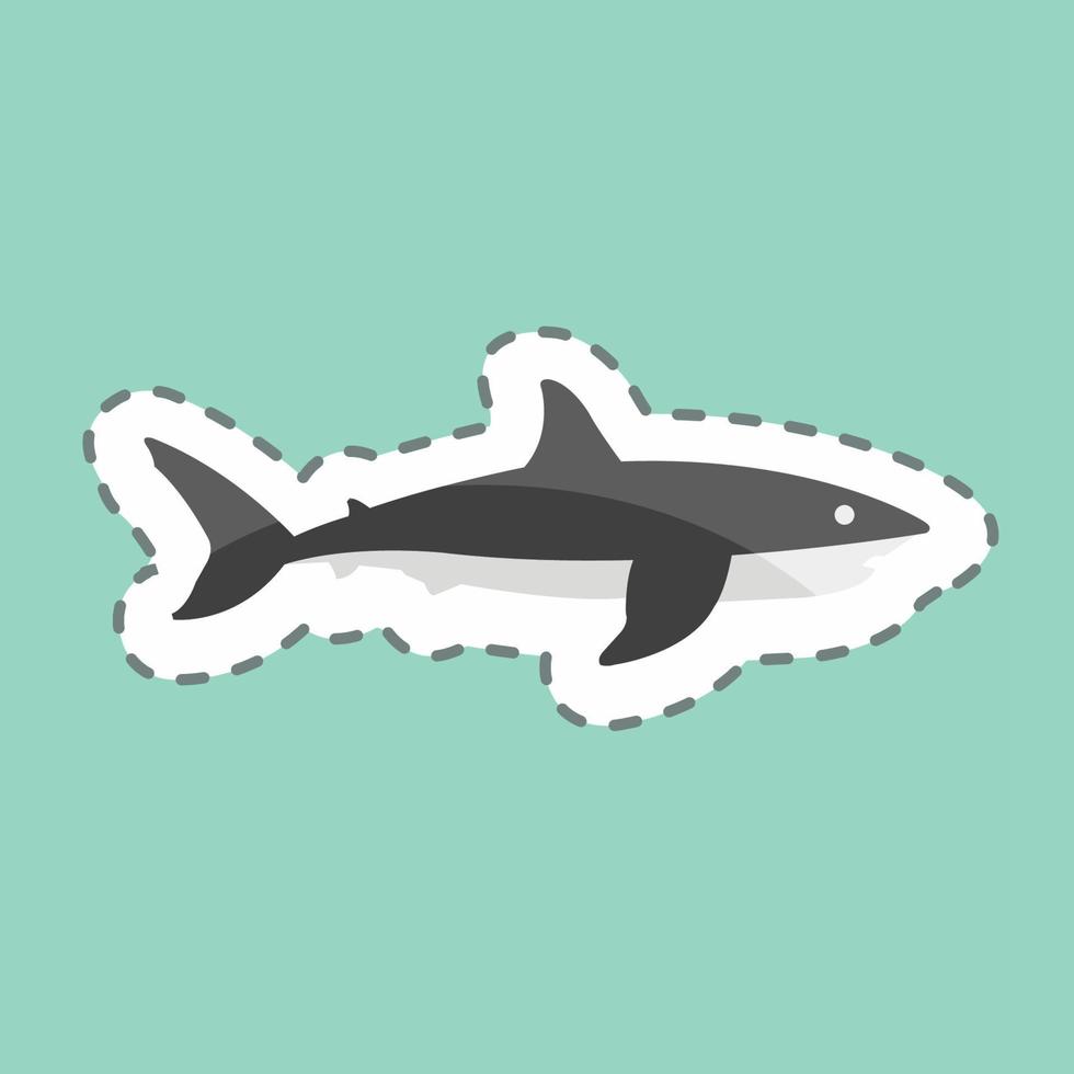 Sticker line cut Shark. suitable for animal symbol. simple design editable. design template vector. simple symbol illustration vector