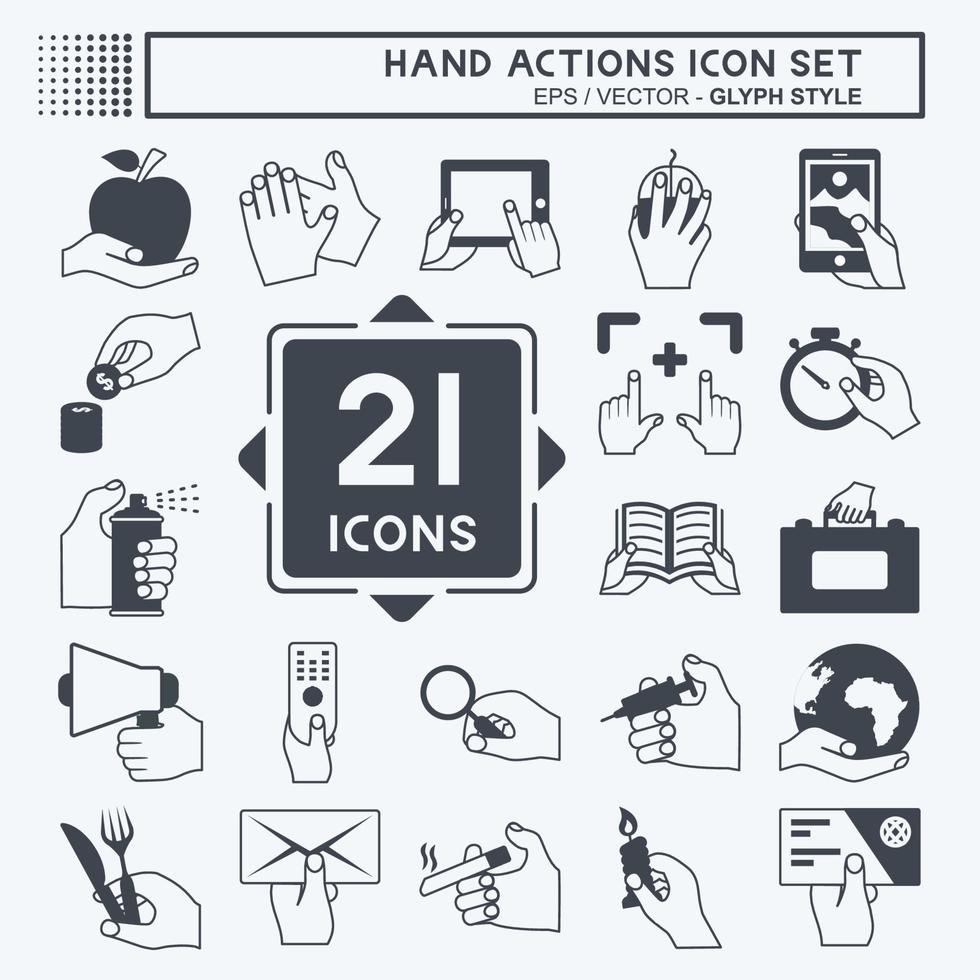 Hand Actions Icon Set. suitable for Education symbol. glyph style. simple design editable. design template vector. simple symbol illustration vector