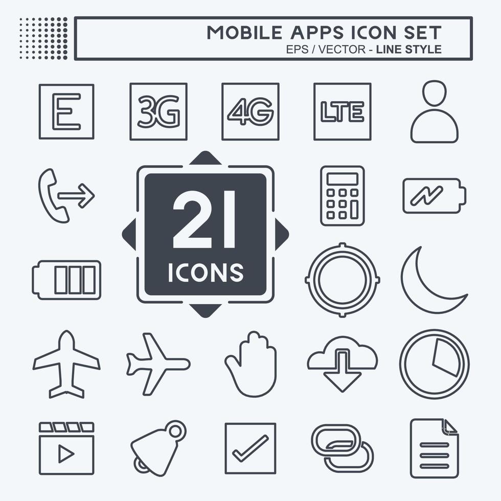 Mobile Apps Icon Set. suitable for Web Interface symbol. line style. simple design editable. design template vector. simple symbol illustration vector